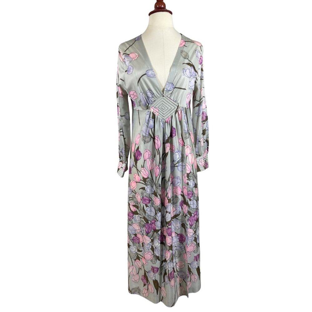 Vintage Handmade Tulip Print Wrap Dress Modern Size Small
